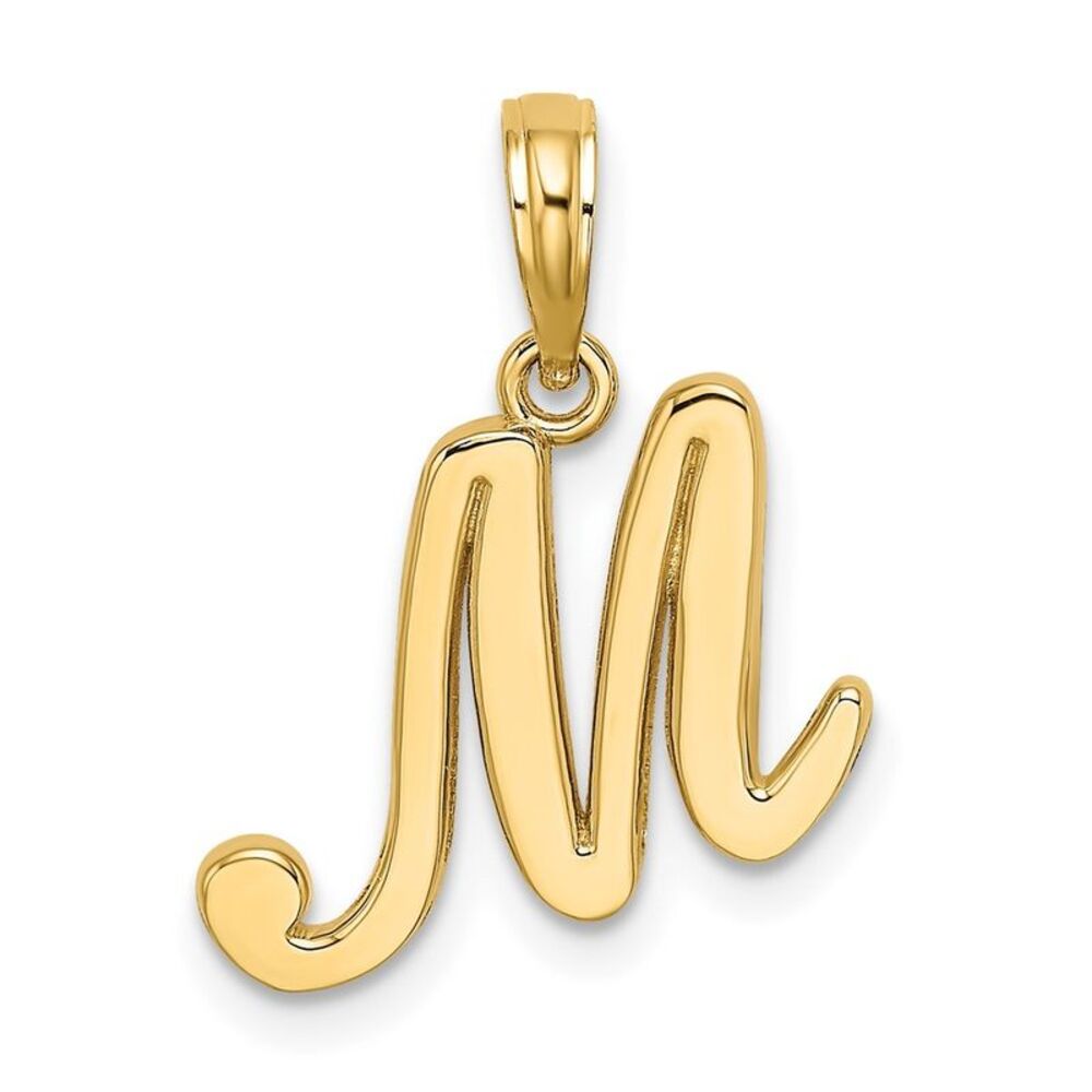 10k Yellow Gold Polished M Script Initial Charm - image 1